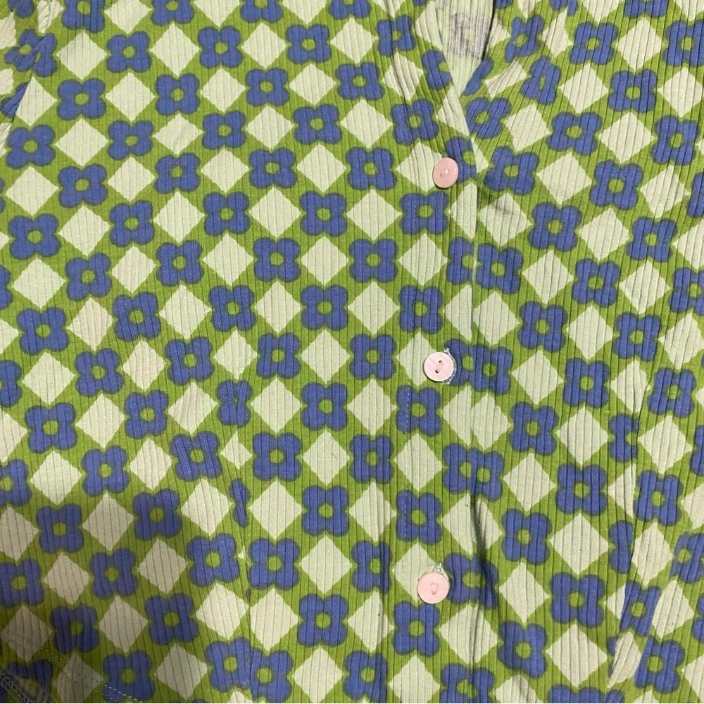 Wild Fable Green Button Up Collared Crop Top Large - Picture 3 of 5